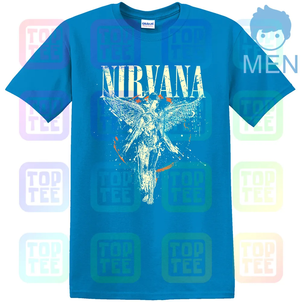 MEN-ROYAL BLUE NIRVANA IN UTERO Альбом Футболка Мужская рок-музыка футболка мужская черная живая нация NWT - Цвет: MEN-ROYAL BLUE