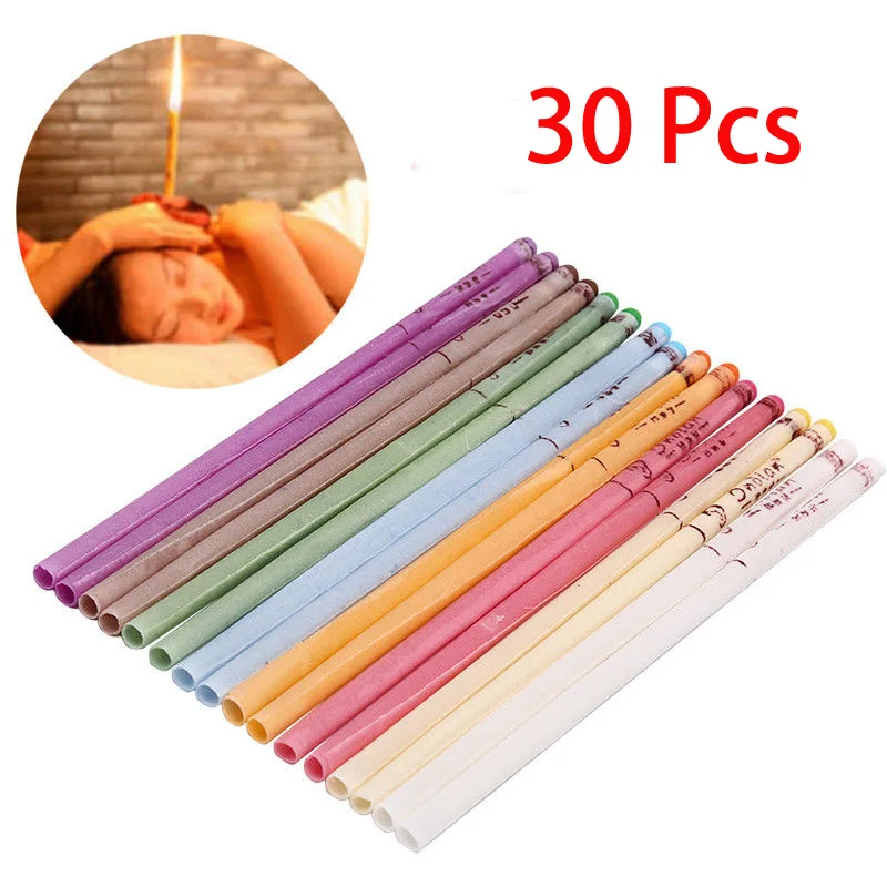 

30Pcs Coning Beewax Natural Ear Candle Ear Candling Therapy Straight Style Ear Care Thermo-Auricular Therapy Face Lift Tool