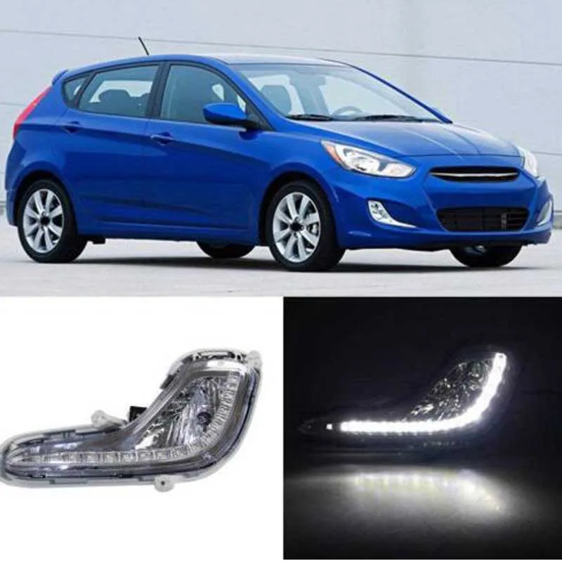 СВЕТОДИОДНЫЙ DRL для hyundai Accent дневные ходовые огни Solaris Verna 2010-2013 противотуманная фара противотуманный светильник 12 В аксессуары