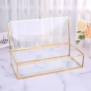 

Clear Glass Box Jewelry Necklace Container Display Wedding Ring Box Storage Organizer