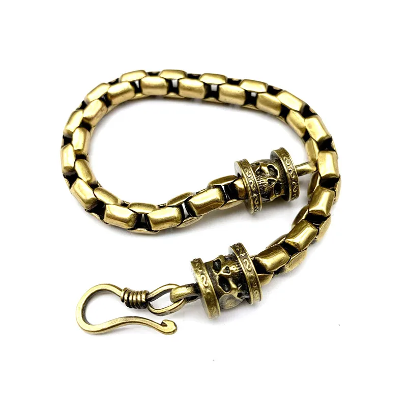 brass skull chain bracelet (2)