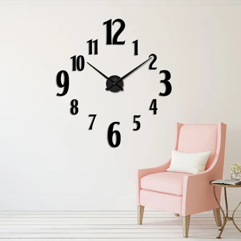 Modern Brief DIY Mirror Wall Sticker Needle Wall Clock Living Bedroom Quartz Clock Creative Home Office 3D Decor
