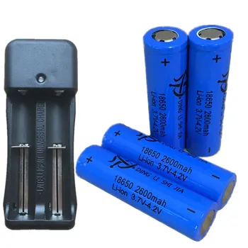 

2Pcs P 18650 Battery 2600mAh Li-ion Rechargeable battery 3.7V Flashlight Torch Batteries+EU Plug 18650 Ajustable Battery Charger