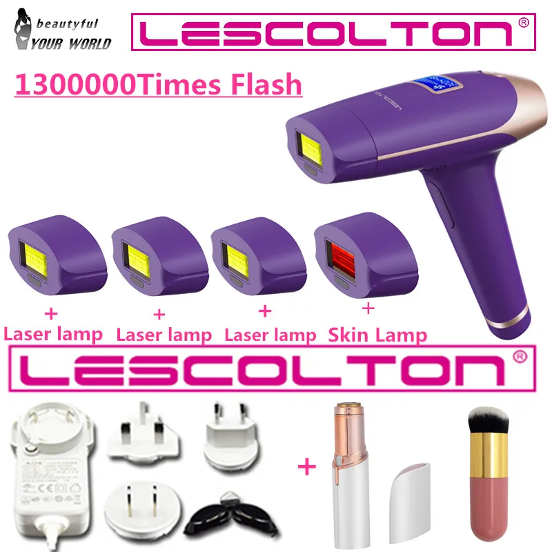 Purple 1300000times Lescolton 6in 5в1 4в1 3в1 IPL эпилятор постоянное лазерное удаление волос с ЖК-дисплеем depilador лазерный Фотоэпилятор бикини - Цвет: Purple 1300000times