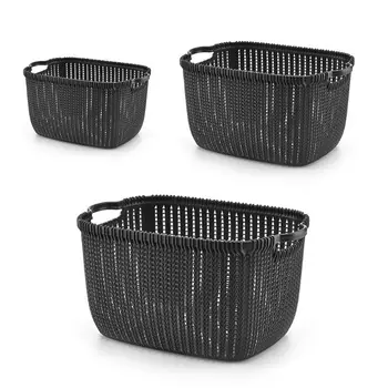 

Plastic Storage Baskets Bins Organizer with Handles Plastic Knit Baskets Shelf U90A