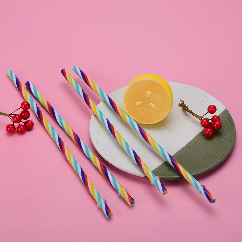 

Plastic Straws Reusable Straws Colorful Stripes Drinking Straw Christmas Party Decorations Cup Decor 2 Sizes