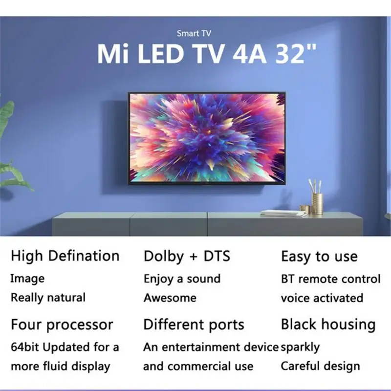 Xiaomi Mi Smart TV 32 Inch 1.5GB RAM 8GB ROM CA53*4 64-bit Quad Core Android TV 9.0 HD TV Television International - EU Version