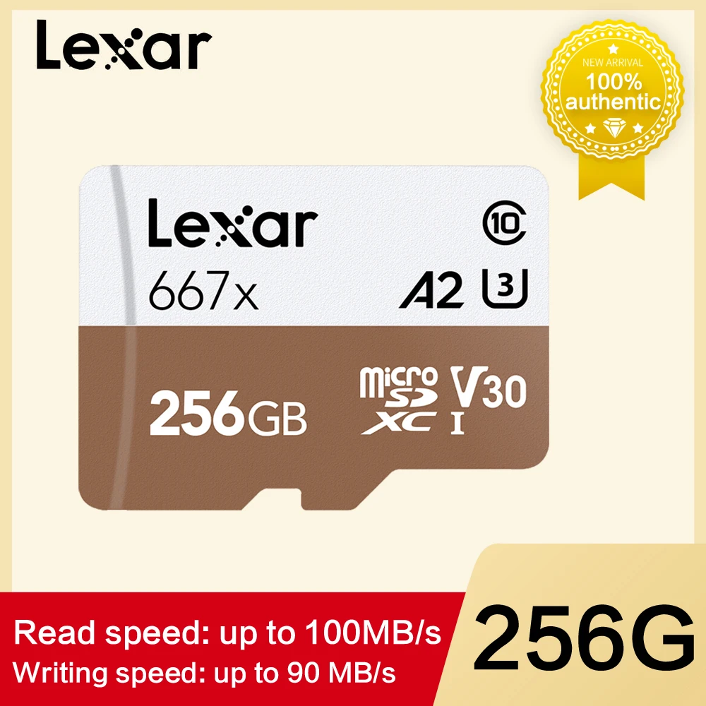 Lexar 64 Гб 128 ГБ 256 ГБ TF(MicroSD) карта памяти C10 U3 V30 A2 Чтение 100 МБ/с./с Запись 90 МБ/с./с высокая скорость стабильная без скорости(667x