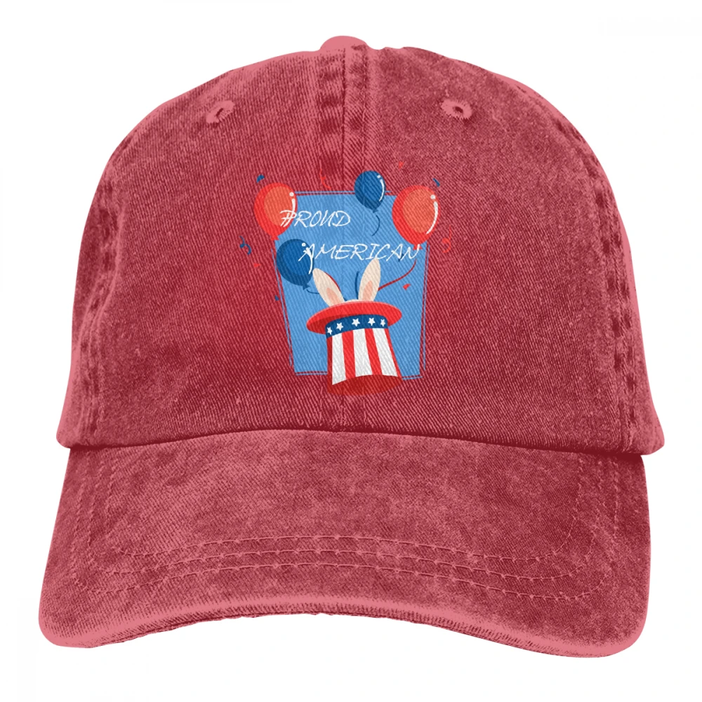 Горда Американская гордость Красный Белый Синий Кролик Casquette 4 июля, гордимся американским, американским линиями Ван, Кроликом, кроликом
