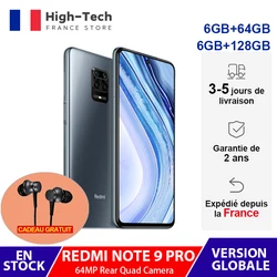 Глобальная версия Xiaomi Redmi Note 9 Pro 6 ГБ ОЗУ 64 Гб/128 Гб ПЗУ 64-мегапиксельная четырехъядерная камера мобильный телефон Snapdragon 6,67 дюйм5020 мАч смартфон