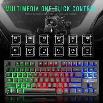 

Gaming Keyboard 87 Keys Key Board for PC / Laptop GamerSeven-Color Backlit Wired Keyboard
