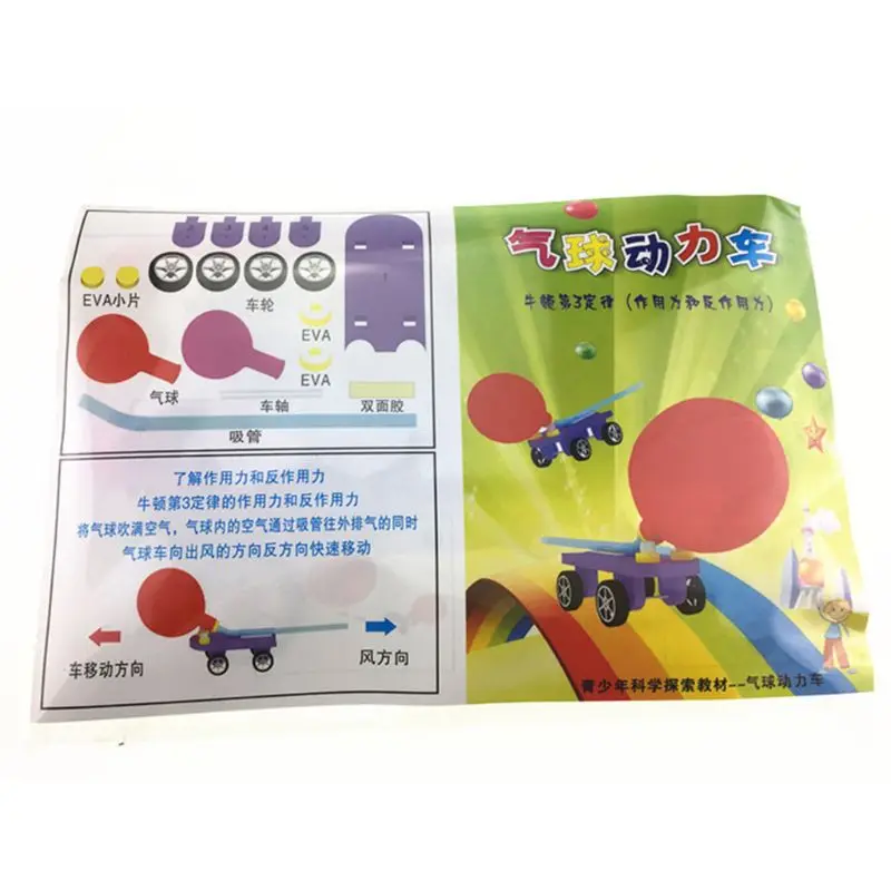 awesome  Creative DIY Balloon Power Car Kit Recoil Science Learning Technology Experiment Educational Toys F