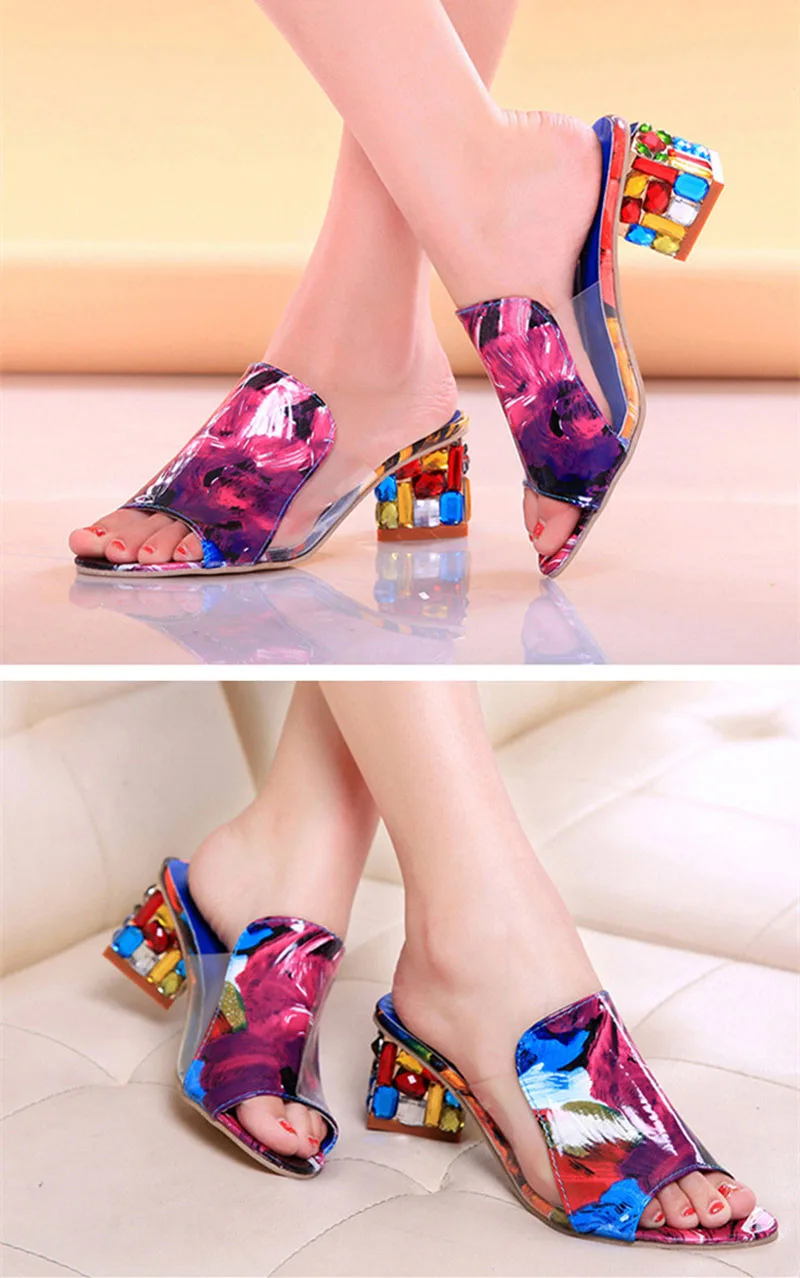Fashion Crystal Thick Heel Summer Beach Sandals Women 2020 New Peep Toe Women High Heel Sandals Platform Women Shoes VT837 (7)