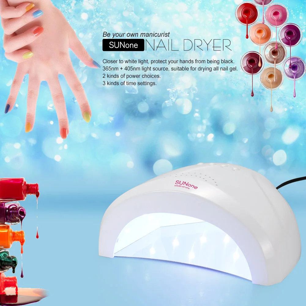 SUNone Smart 48 Вт Светодиодный УФ-светильник для ногтей лампа для сушки ногтей с 3 таймерами для ногтей гель отверждения ногтей белый светильник нагреватель инструменты для дизайна ногтей