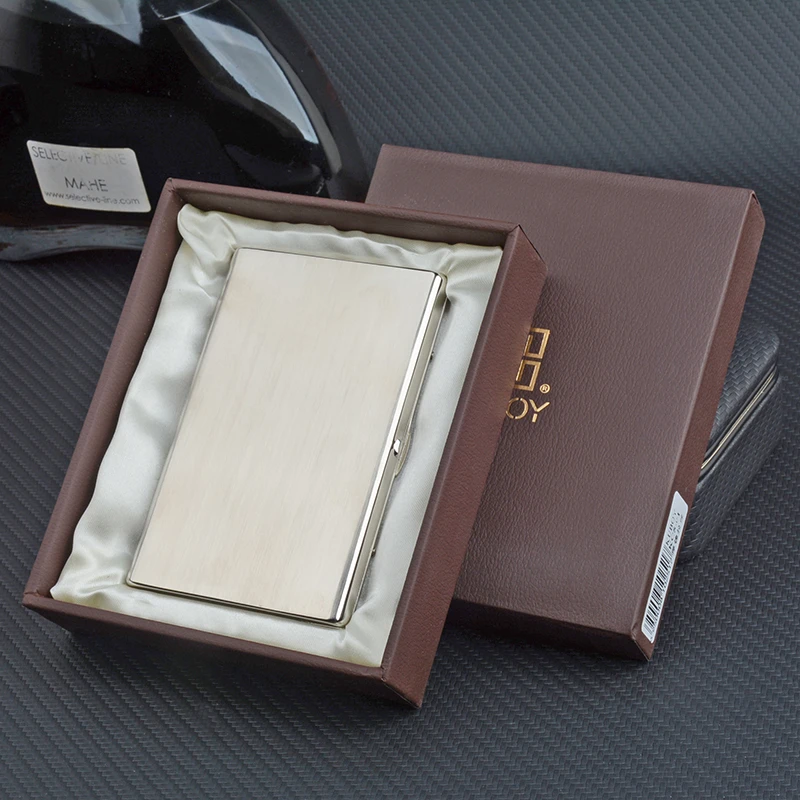 Ultrathin Cigarette Case Slim Stainless Steel Tobacco Box 12pcs 100mm Long Cigarette Holder Men