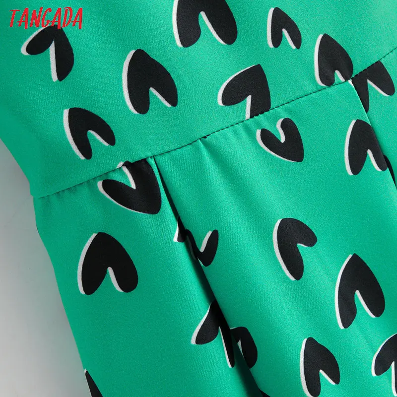 Tangada Women summer green heart print long jumpsuit Sleeveless backless bow female sexy beach Jumpsuit 1F113 Tangada Women summer green heart print long jumpsuit Sleeveless backless bow female sexy beach Jumpsuit 1F113