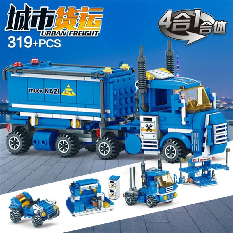 318 шт. 4 в 1 городские Грузовые Строительные блоки совместим с Lepin City Truck Blocks DIY Bricks
