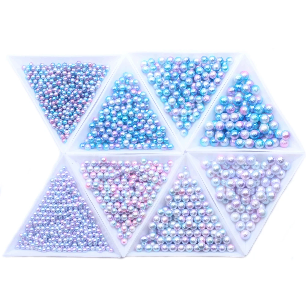

3-6mm And Multi-size Wholesale Round ABS Beads Wrinkle Rainbow Loose Imitation Pearls For DIY Grament Jewelry Decoration Making