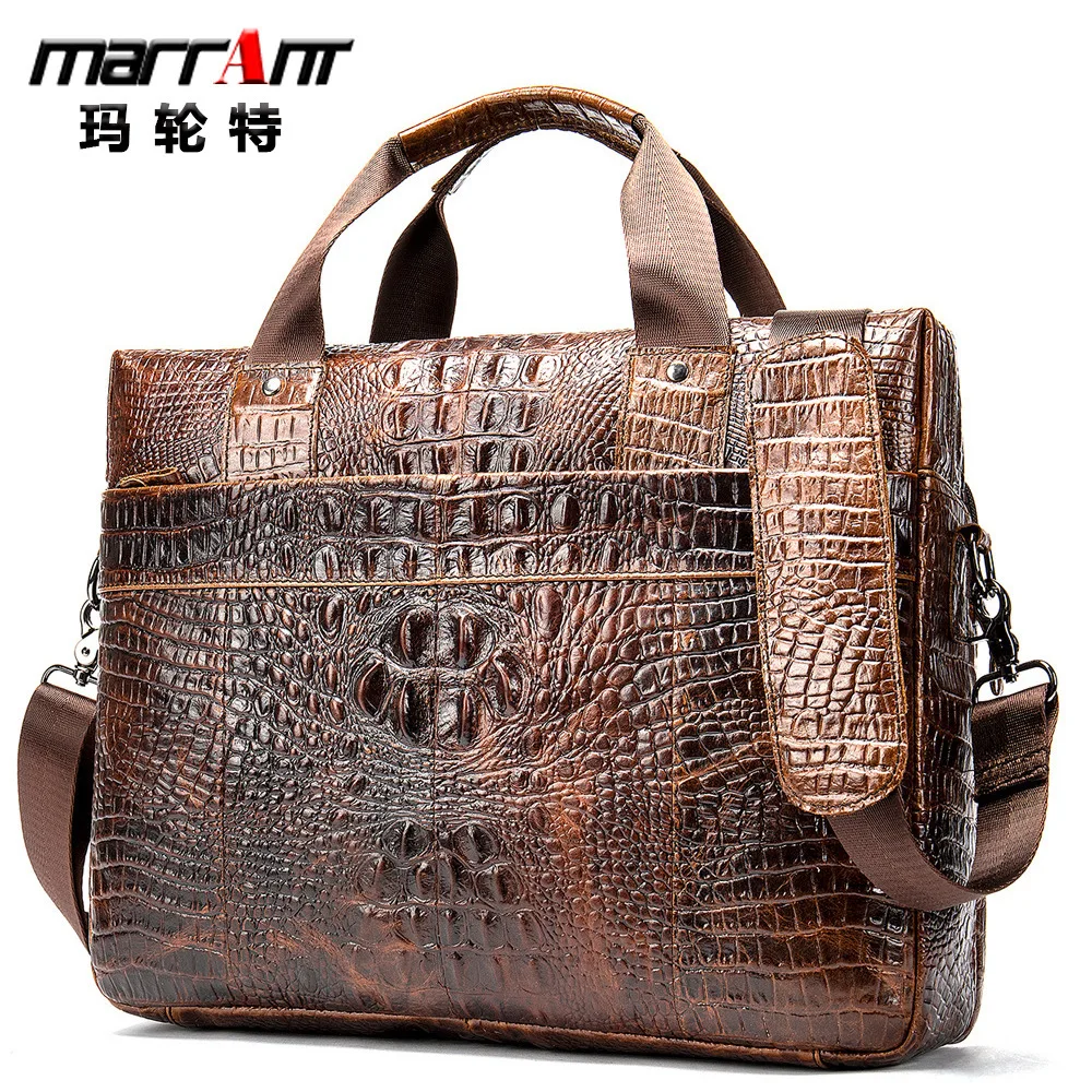 

Cross Section Computer Briefcase Crocodile Grain Business Gentleman Leisure Male Cowhide Hand Bill Of Lading Shoulder Bag