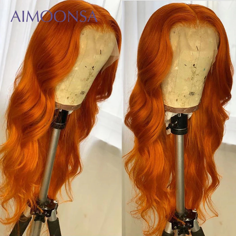 13*6 парики из натуральных волос на кружеве Омбре 1B/оранжевый для черных женщин с детскими волосами P131re-pluked бразильские парики Реми