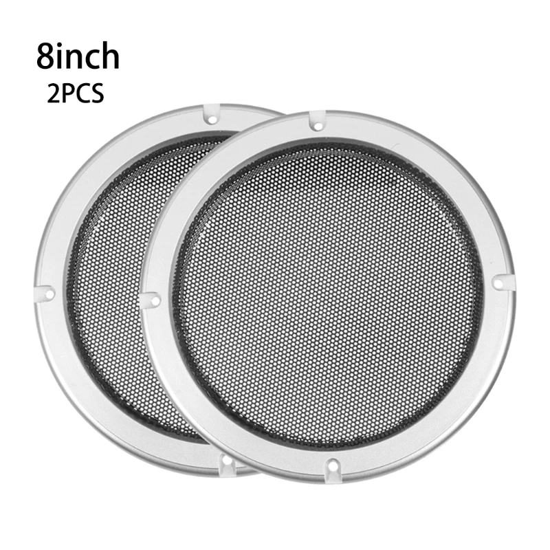 

2Pcs Silvery Speakers Cover Protective Mesh Plastic Frame Protective Grille Circ