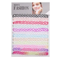 ZS 12Pcs Vintage Stretch Choker Necklace Lady Girl Tattoo Choker Necklace Punk Retro Gothic Elastic Necklaces for Women 2