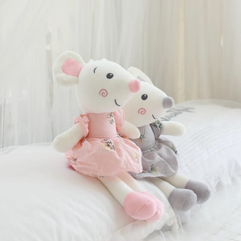 33cm/50cm Cute Dress Mouse Plush Toy Soft Cartoon Animal Rat Stuffed Doll Home Decoration Princess Baby Toys Lovers Kids Gift
