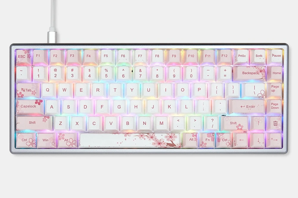 Gk84 механическая клавиатура 75% dye sub keycap cnc анод алюминиевый светильник rgb чернила paintingsakura lotus bluetooth 4,0 USB двойной режим