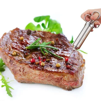 

Turkey Condiment Syringe 2OZ 60ml Turkey Needles with Cleaning Brush Stainless Steel Roast Turkey BBQ Grill Tool Kitchen Gadgets