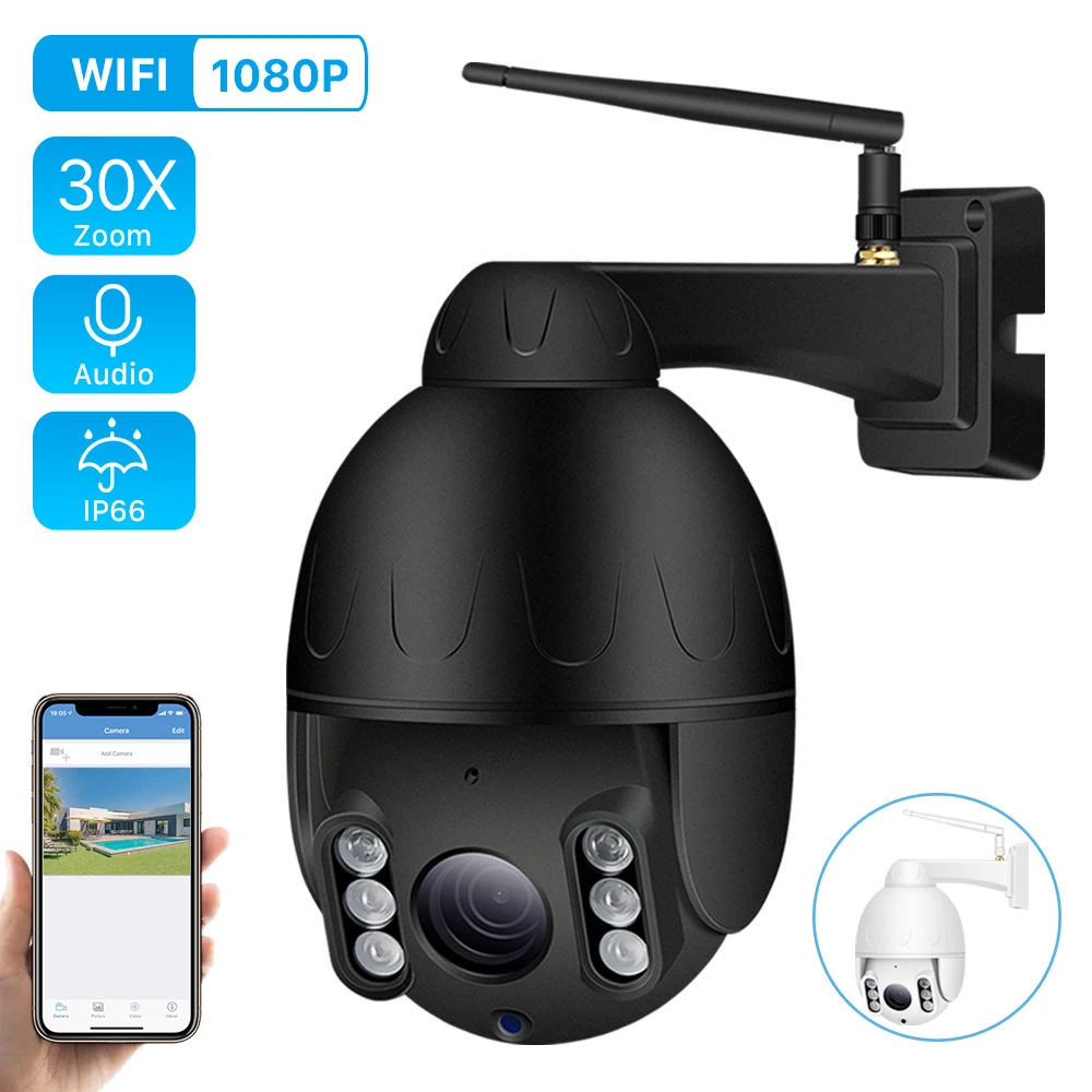 

Super Mini PTZ Speed Dome WIFI 1080P IP Camera Outdoor 5x Optical Zoom 2MP Wireless Camera H.265 IR 50m ONVIF Two Way Audio Talk