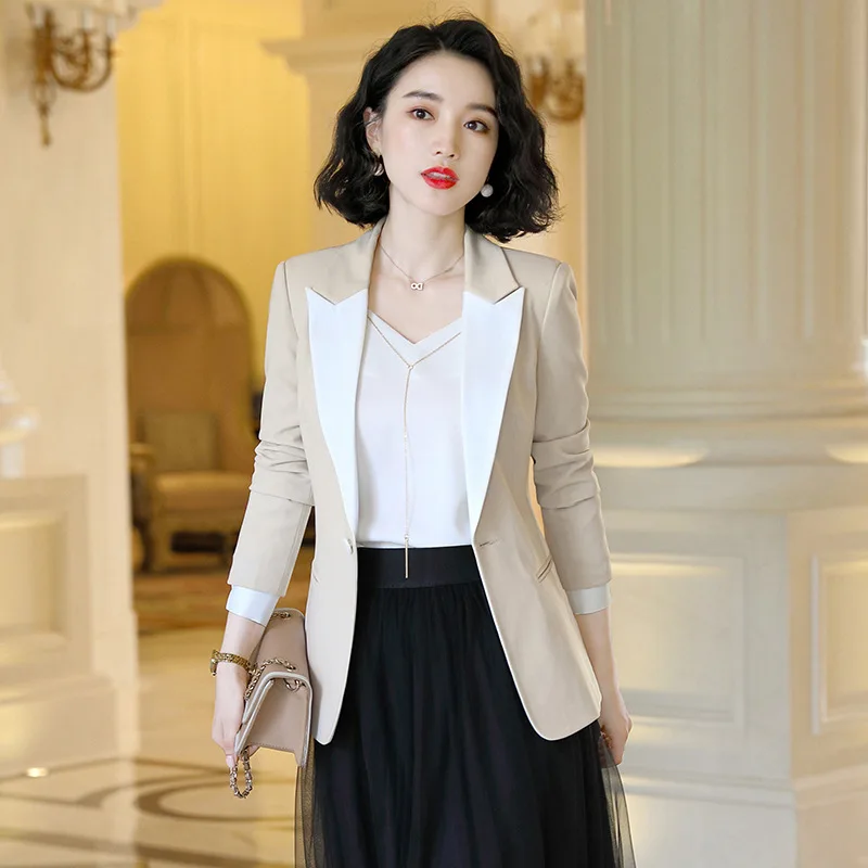 IZICFLY Spring Fall Patchwork Fashion Uniforms Business Suits with Trousers Slim Office Suit Women Blazer Set Work Wear 2 Piece