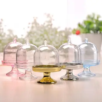 

1 Pcs New Transparent Plastic Candy Box Round DIY Storage Mini Stand Material PS Candy Cake Packaging Box J9A7