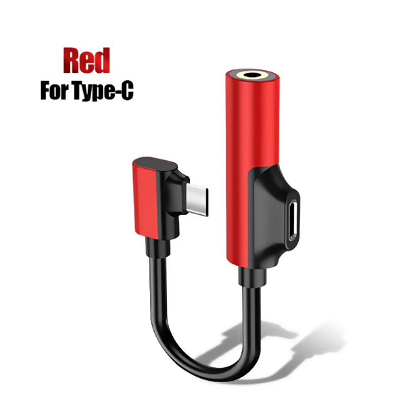 2 в 1 адаптер для iPhone до 3,5 мм Aux аудио наушники и для Apple Jack конвертер для iPhone Lighting Adaptator - Цвет: Red For Type C