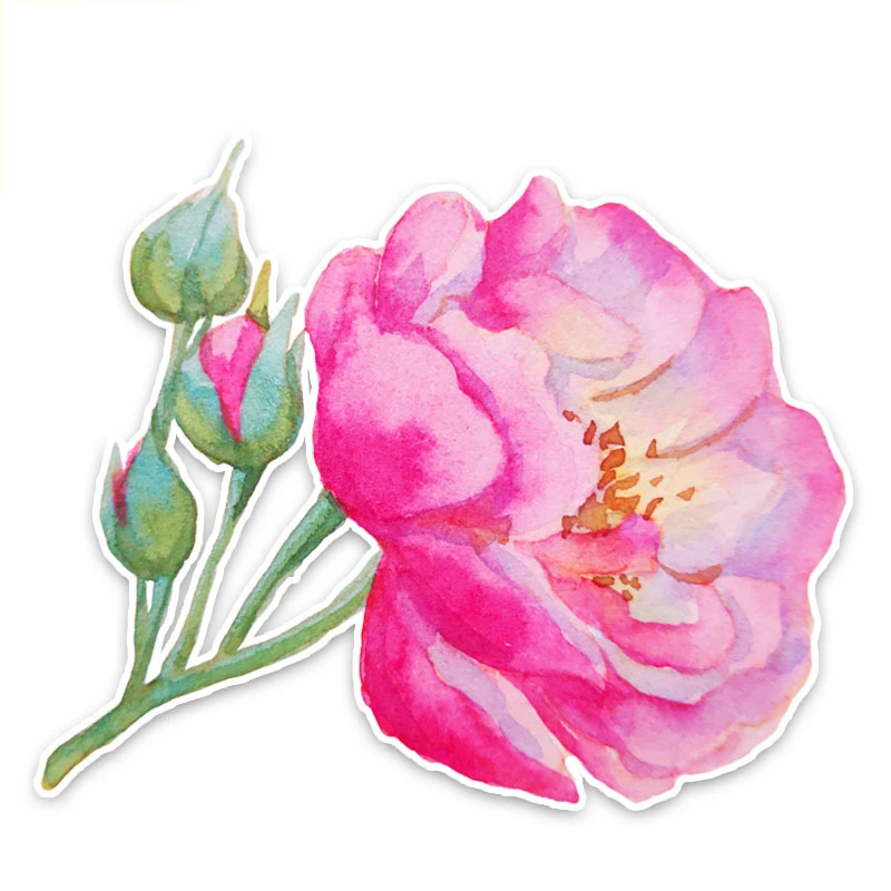 

Car Stickers Beautiful Flowers Pink Rose Decor Vinyl Decals for Volkswagen Polo Hyundai Peugeot Mercedes Benz,14cm*12cm