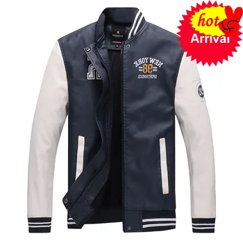 

Bomber Jacket Men Fleece 2020 New Casual Letter PU Baseball Jackets Male Autumn Winter Warm Thick Fit Outerwear Military Coat