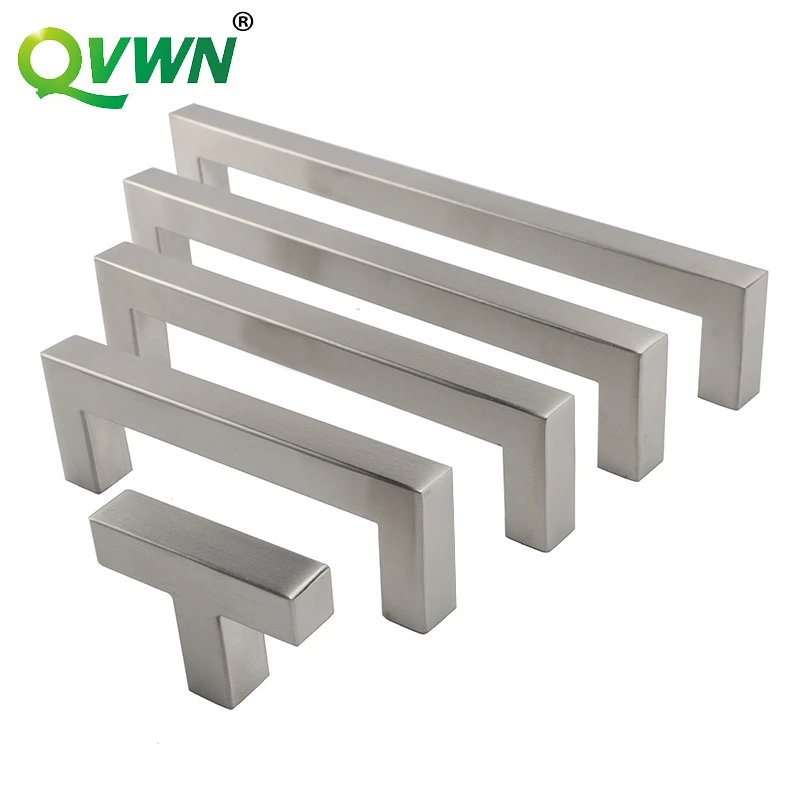 QVWN Square Bar Stainless Steel Brushed Black Mirror Door Handle Kitchen Door Cabinet Knobs for Furniture furniture handles kitchen door handles