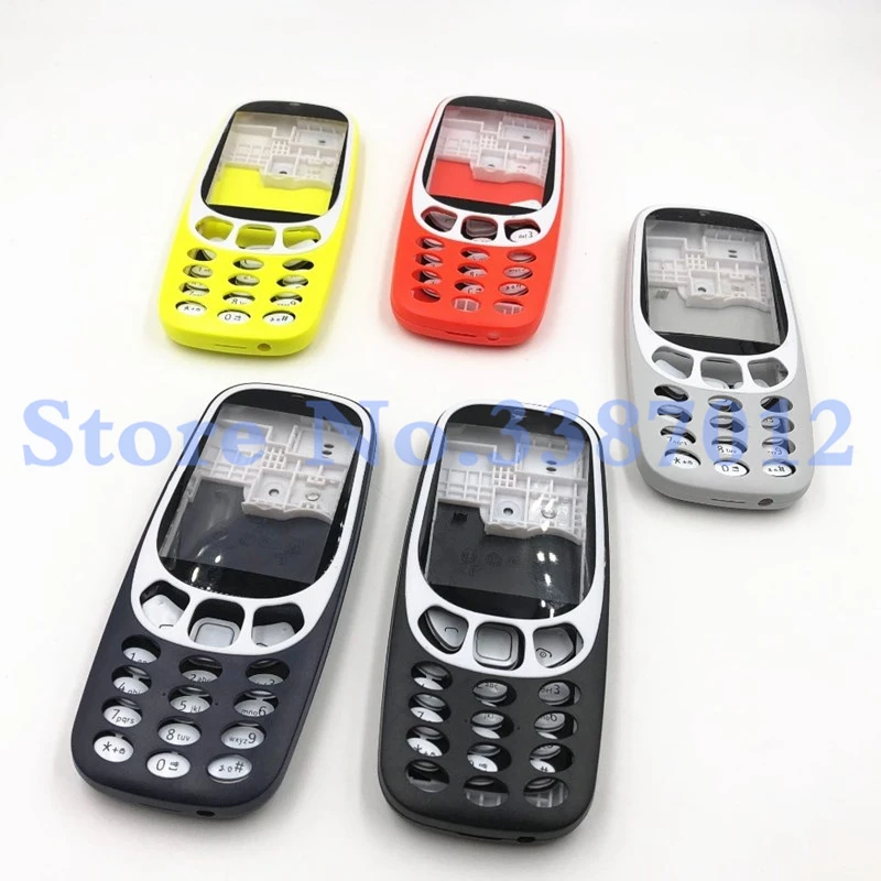Для Nokia 3310 полный корпус крышка дверь передняя рамка+ задняя крышка батареи+ клавиатура+ логотип