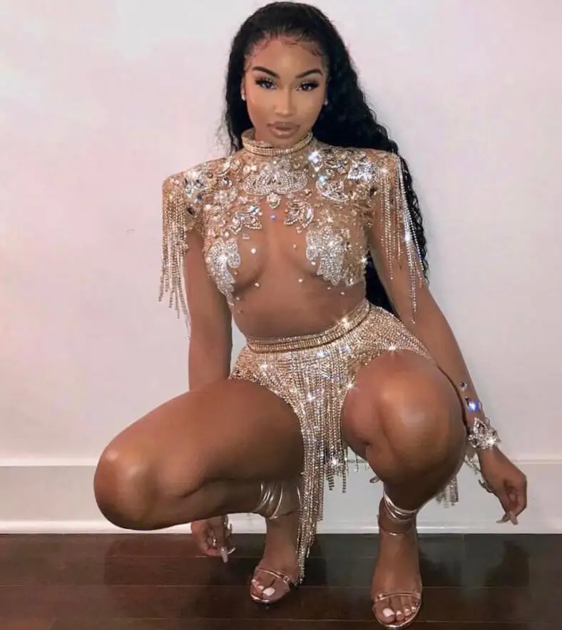 Блестящие Большие кристаллы сетки сексуальное боди блестящие стразы цепи