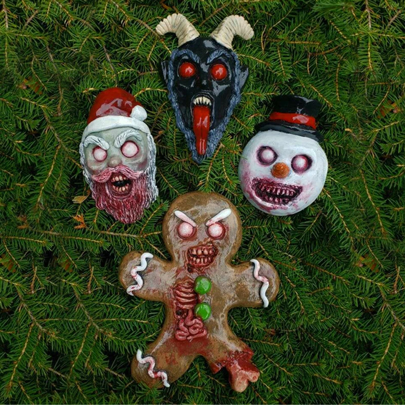 Bloody Christmas Tree Ornaments Horror Santa Snowman Gingerbread Man Camps Pendant Halloween Resin Craft Xmas New Year Home Deco Pendant Drop Ornaments Aliexpress