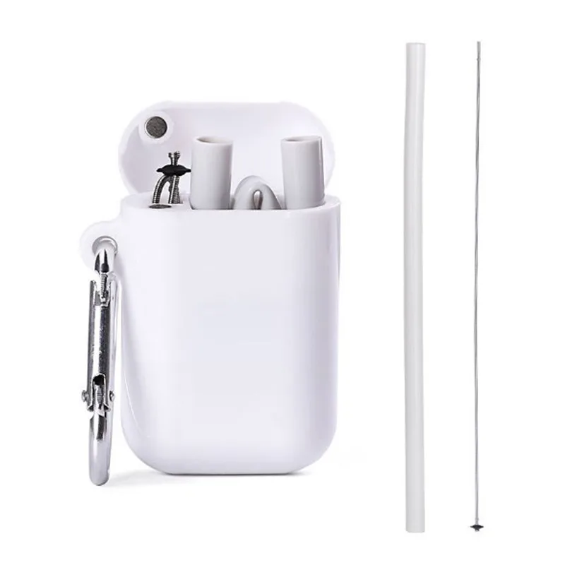Drink Creative Folding Straight Straw Set with PP Storage Box Mini Environmentally Friendly Suit Can Be Carried With You - Цвет: Grey