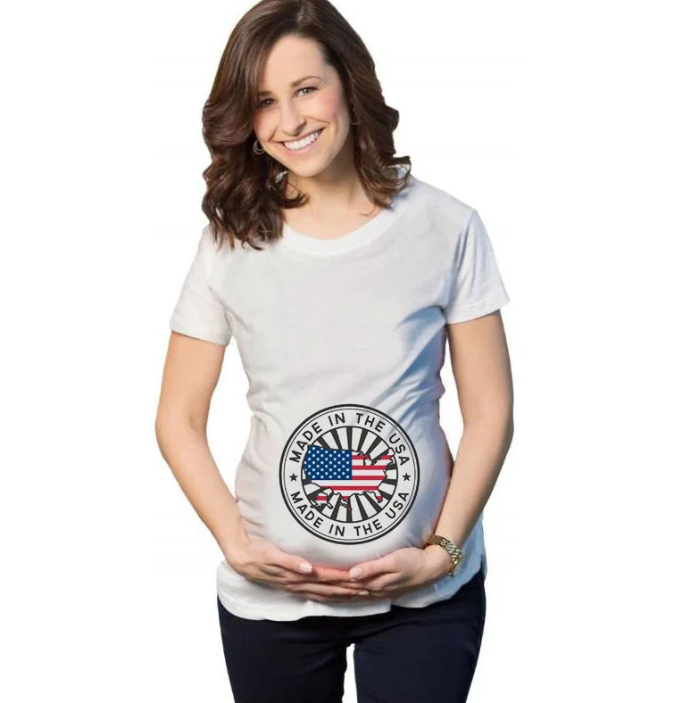 

Simple Summer New Style Maternity Clothes Independence Day Printed Letter Comfortable Tops Europe And America Large Size Dress