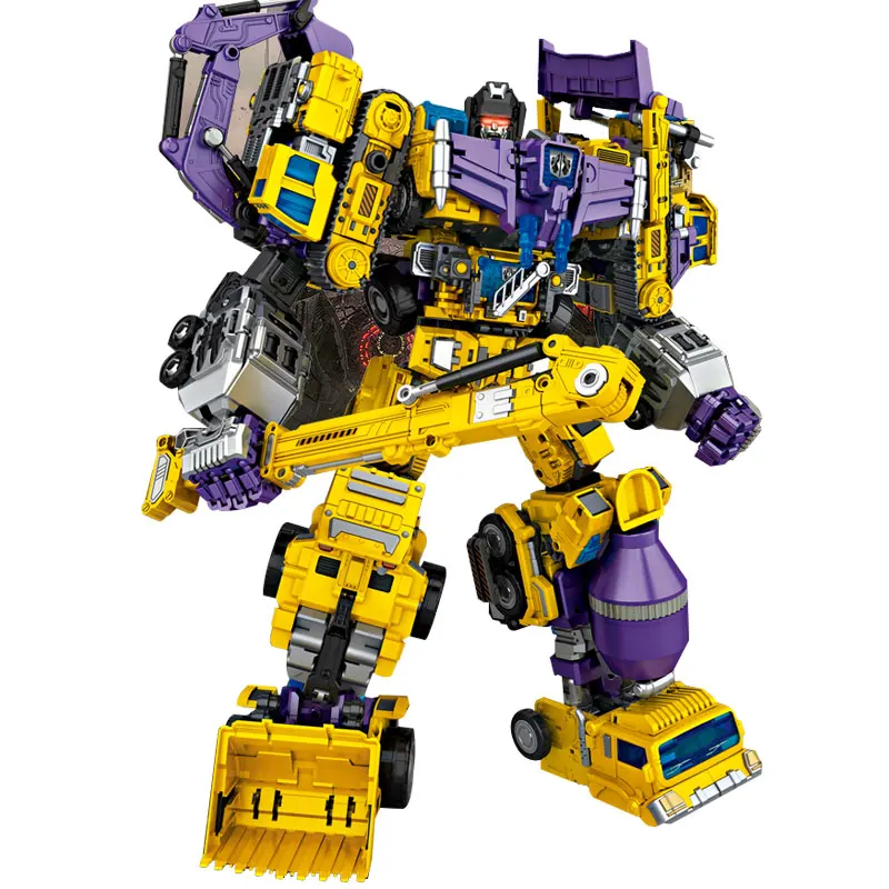 

Transformation Toys Oversize 6 in 1 NBK GT Devastator KO boy Cool Bulldozer Gravity Hook Action Figure kid Toy Yellow Ver