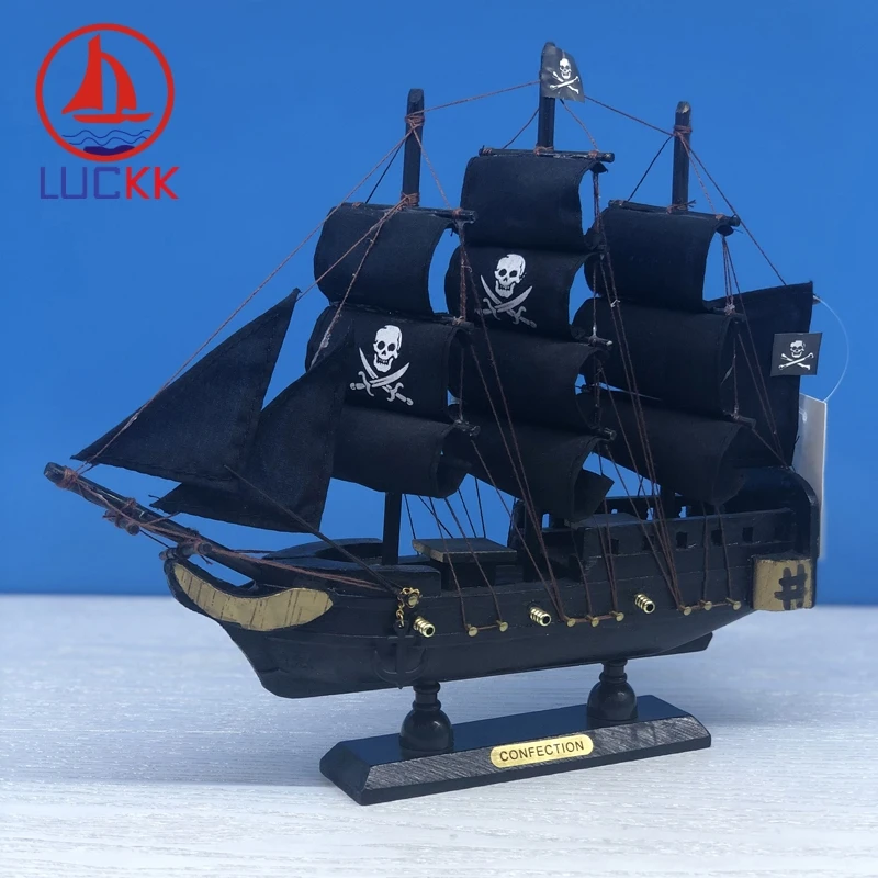 LUCKK 24 см Caribbean Black Pearl Пиратская деревянная Парусная модель морские предметы интерьера домашний декор Статуэтка корабля подарки