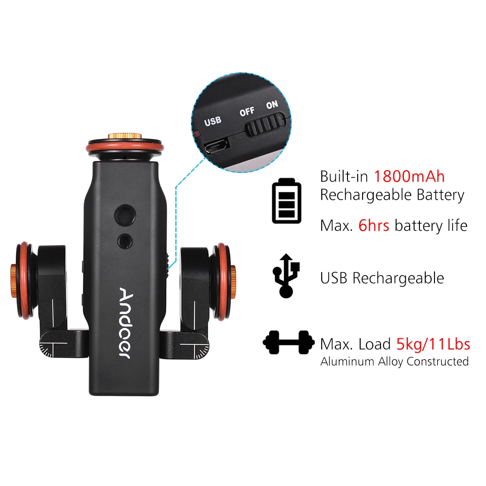 Andoer L4 PRO Motorized Camera Slider Dolly Scale Indication Electric Track Slider for Canon Nikon Sony DSLR Camera Smartphone camera track slider