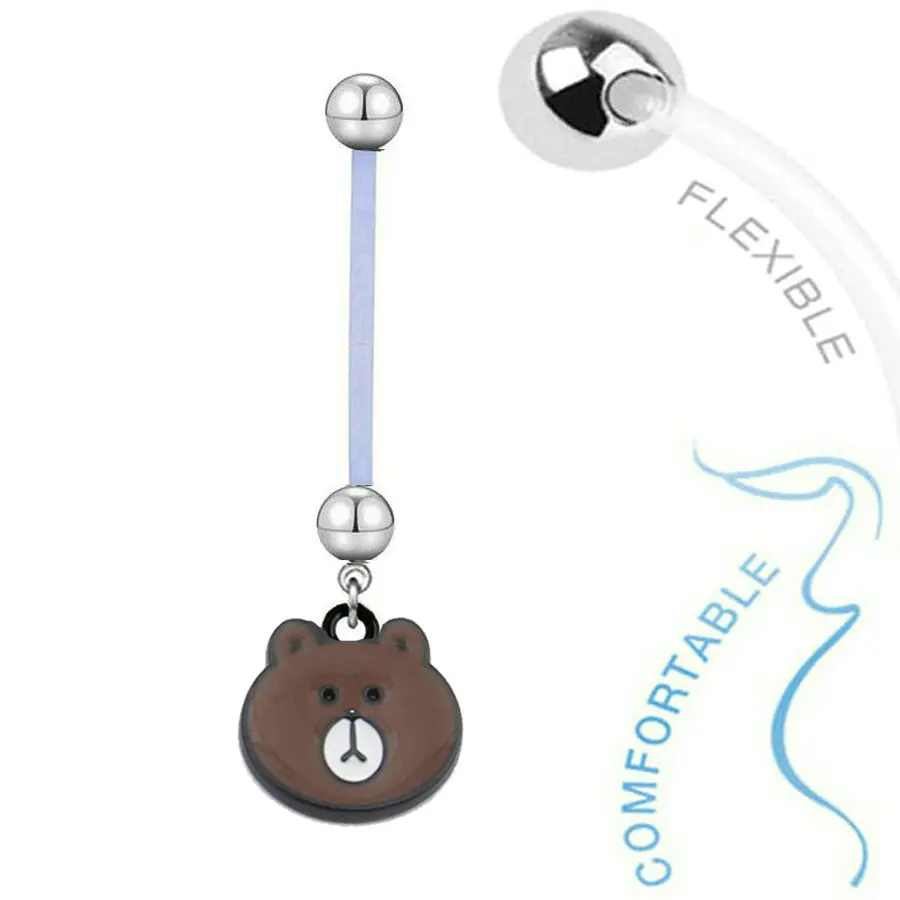 1 PC Cute Bear Maternity Belly Ring Romantic Animal Navel Bars for Woman Gift Piercing Ombligo |