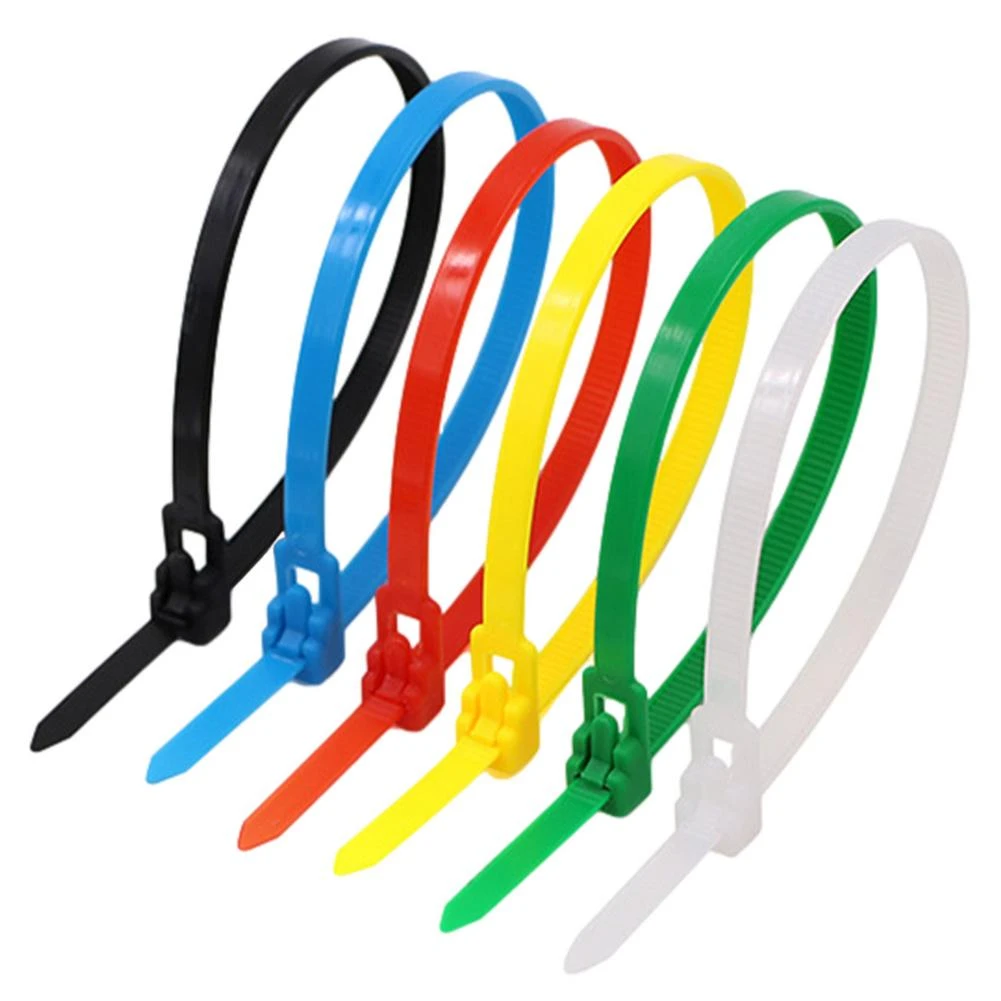 Releasable Cable Ties Bundle Colored Plastics Reusable Cable Loop Wrap Nylon 