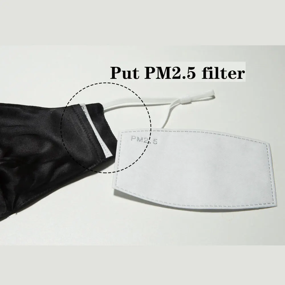 Mulberry Silk Masks With PM2.5 Filter Natural Silk Face Mouth Masks Dust Proof Women Men Fashion Washable face mask