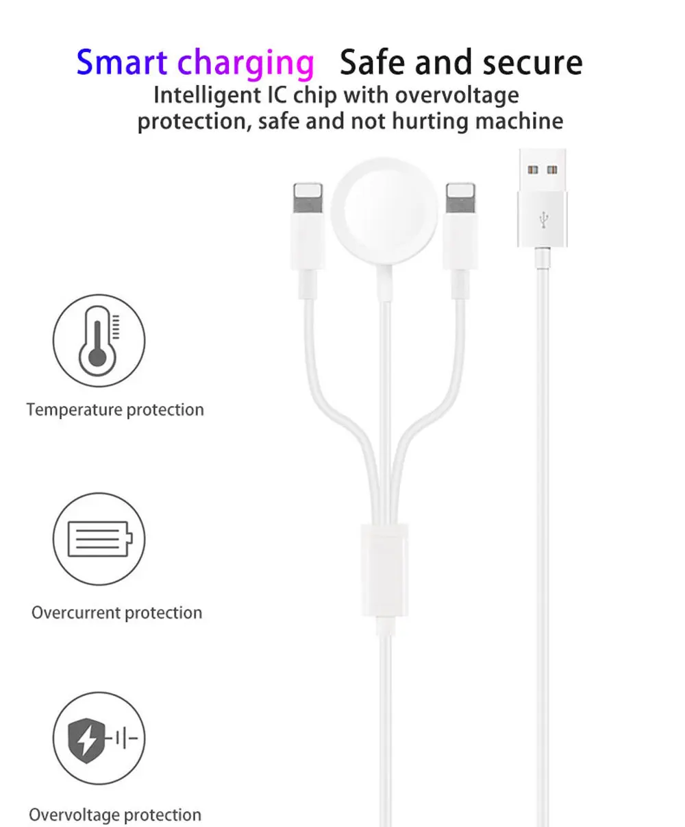 Магнитный usb-кабель для iPhone X Xr 8 7 Plus 6 6S 5s 5SE 5 4 XS MAX 3 в 1 лучшее Беспроводное зарядное устройство для Apple iWatch Series 4 3 2 1