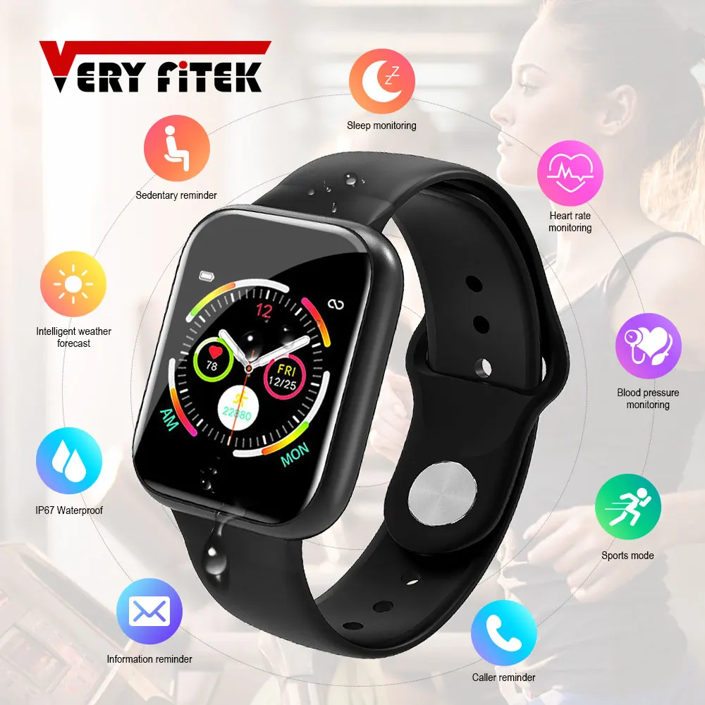 Смарт часы VERYFiTEK Y2 для мужчин и женщин фитнес браслет с пульсометром тонометром PK