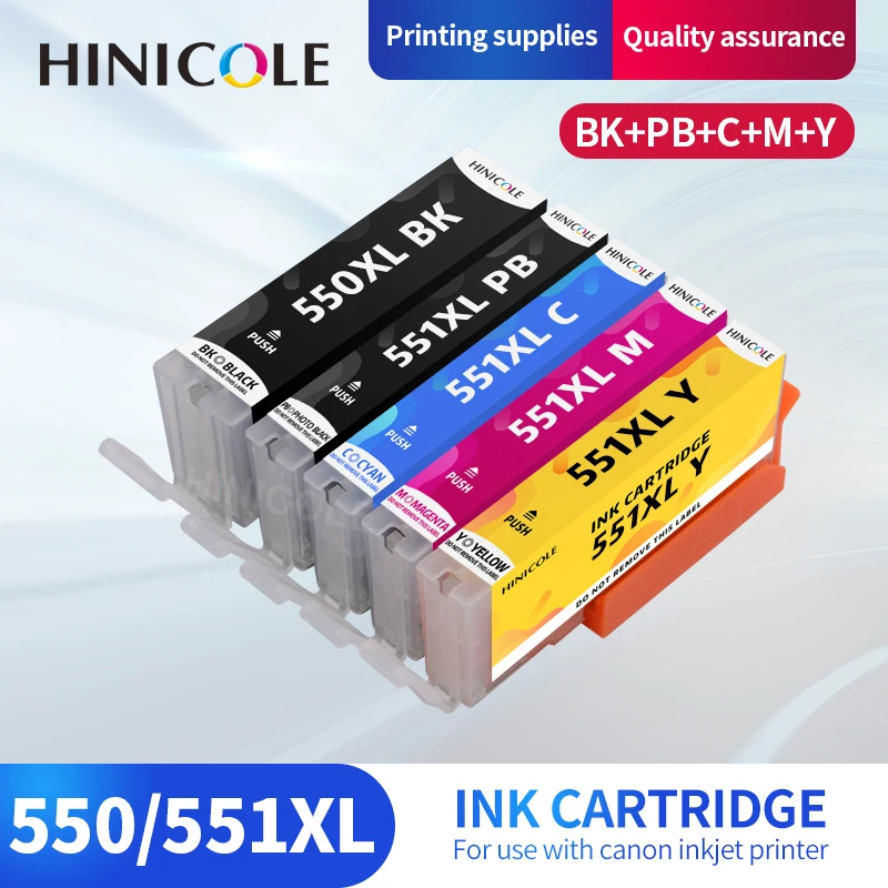 Cartuccia D'Inchiostro Compatibile Hinicole Pgi 550 551 Per Canon Pixma Ip7250 Mg5450 Mx925 Mg5550 Mg6450 Mg5650 Mg6650 Ix6850 Mx725 Mx925